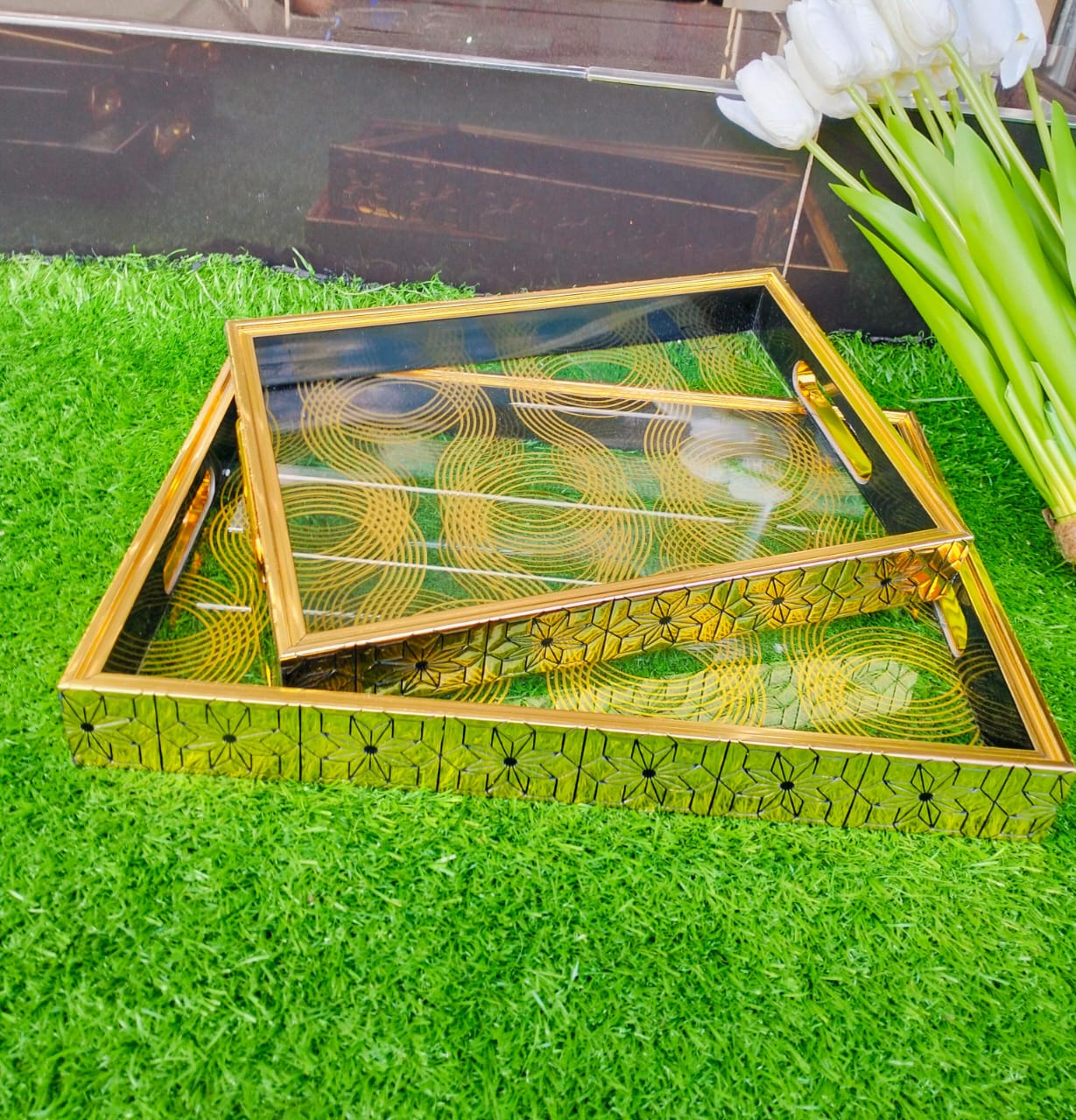 A set of 2pcs diff sizes Classy Trays | - Elegant Households KE