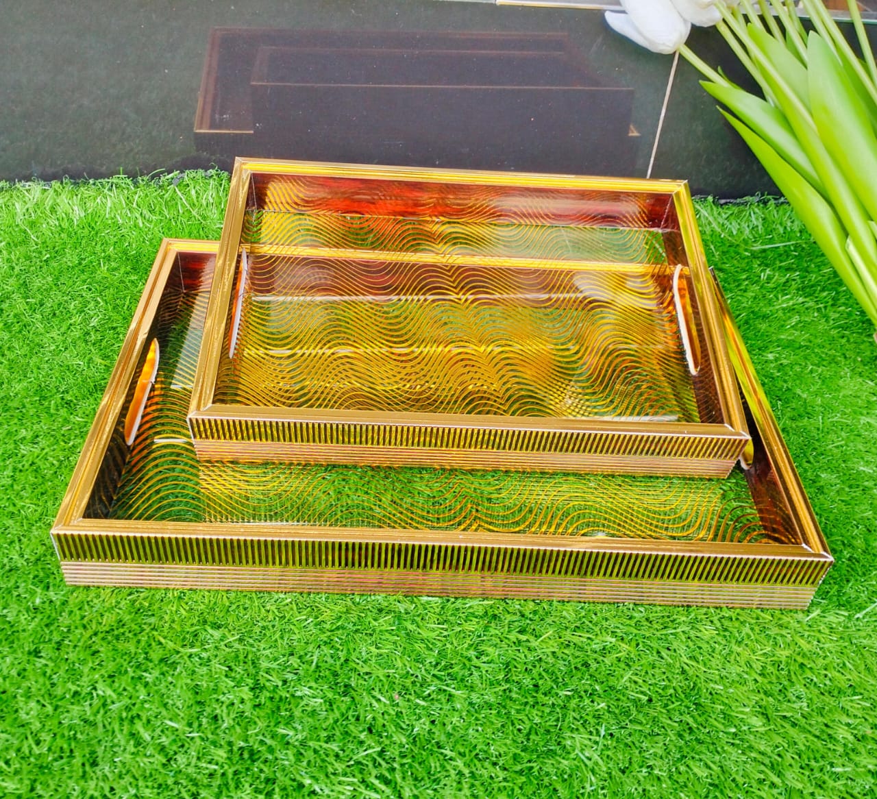 A set of 2pcs diff sizes Classy Trays | - Elegant Households KE