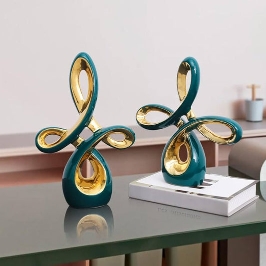 Abstract Ceramic Golden Art Sculptures – Modern Luxury Home Decor | - Elegant Households KE
