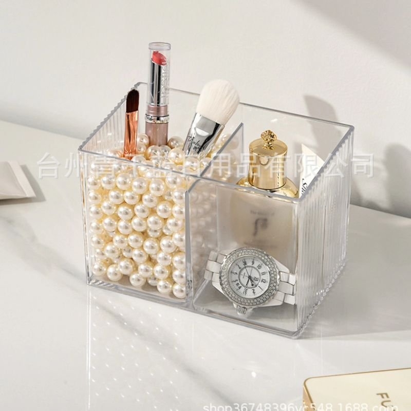 Accrylic Cotton Swab Storage Box with Bamboo Lid | - Elegant Households KE