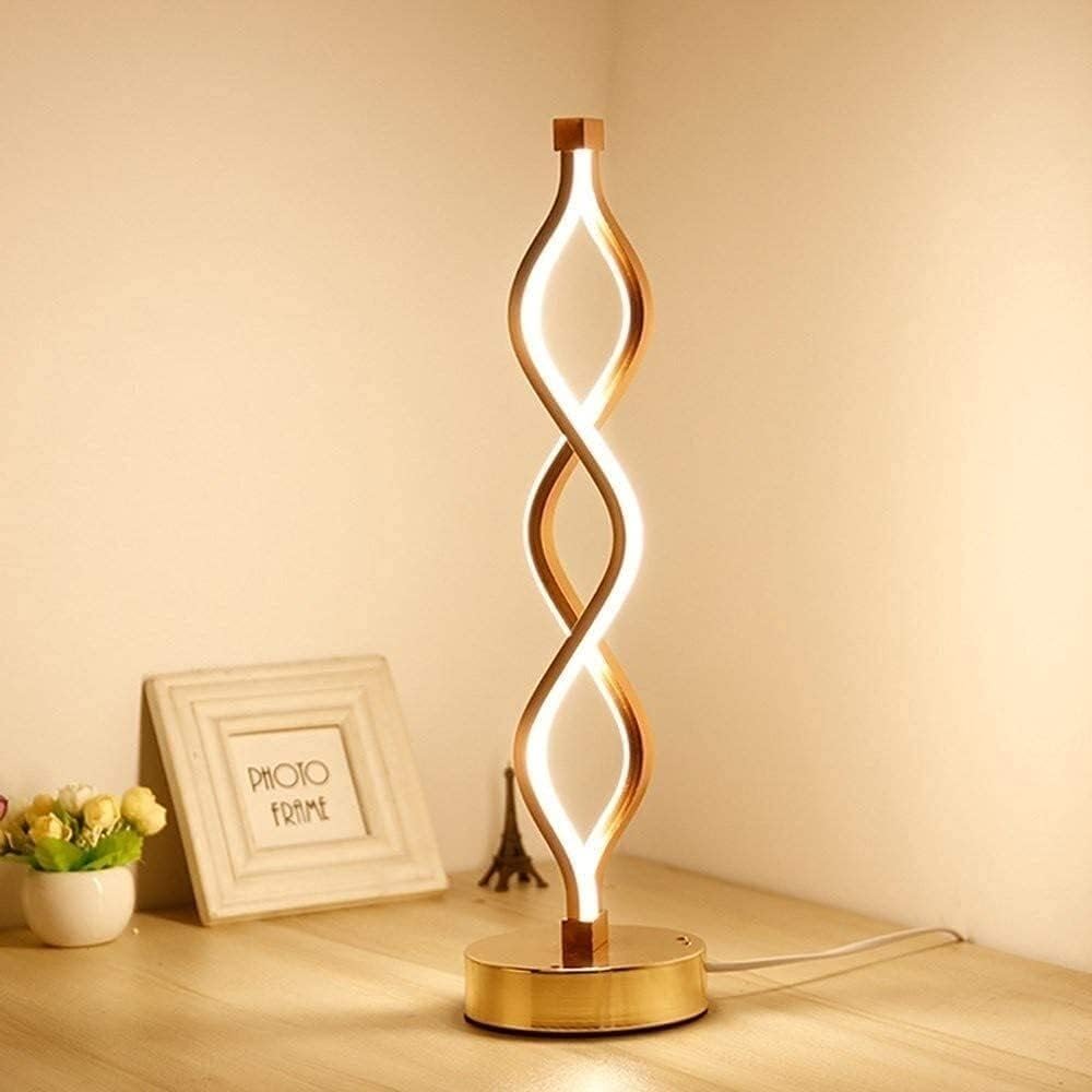 Acrylic Curved LED Table Lamp with Metal Base – 3 Modes | - Elegant Households KE