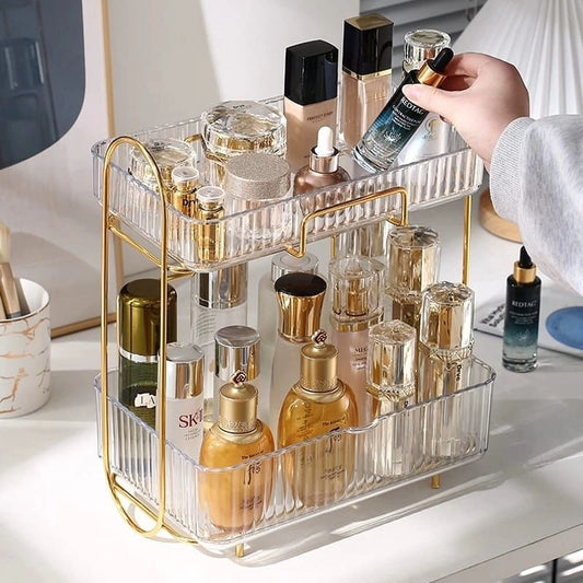 Acrylic Double Layer Cosmetic Organizer | - Elegant Households KE