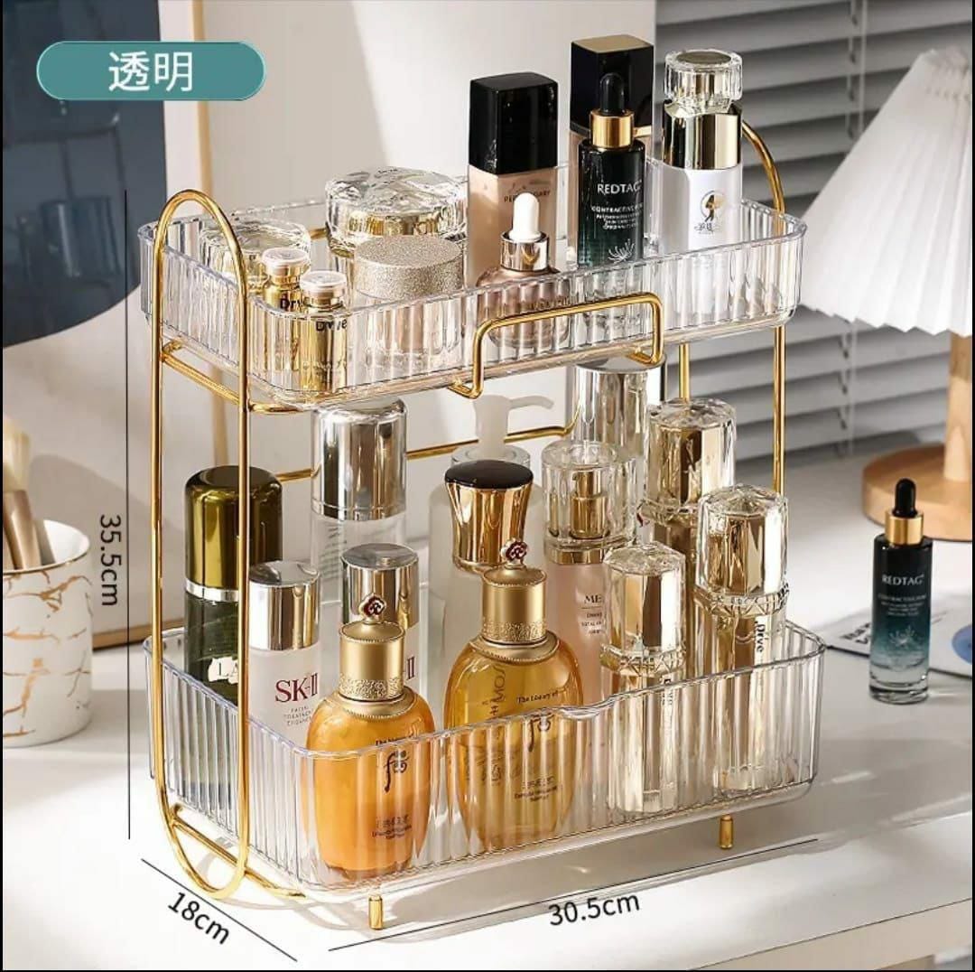 Acrylic Double layer cosmetic organizer | - Elegant Households KE
