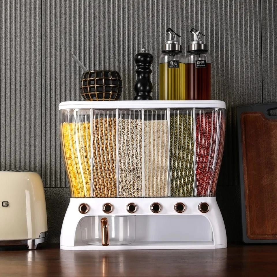 Acrylic Partitioned Rice/Cereal Dispenser  | - Elegant Households KE