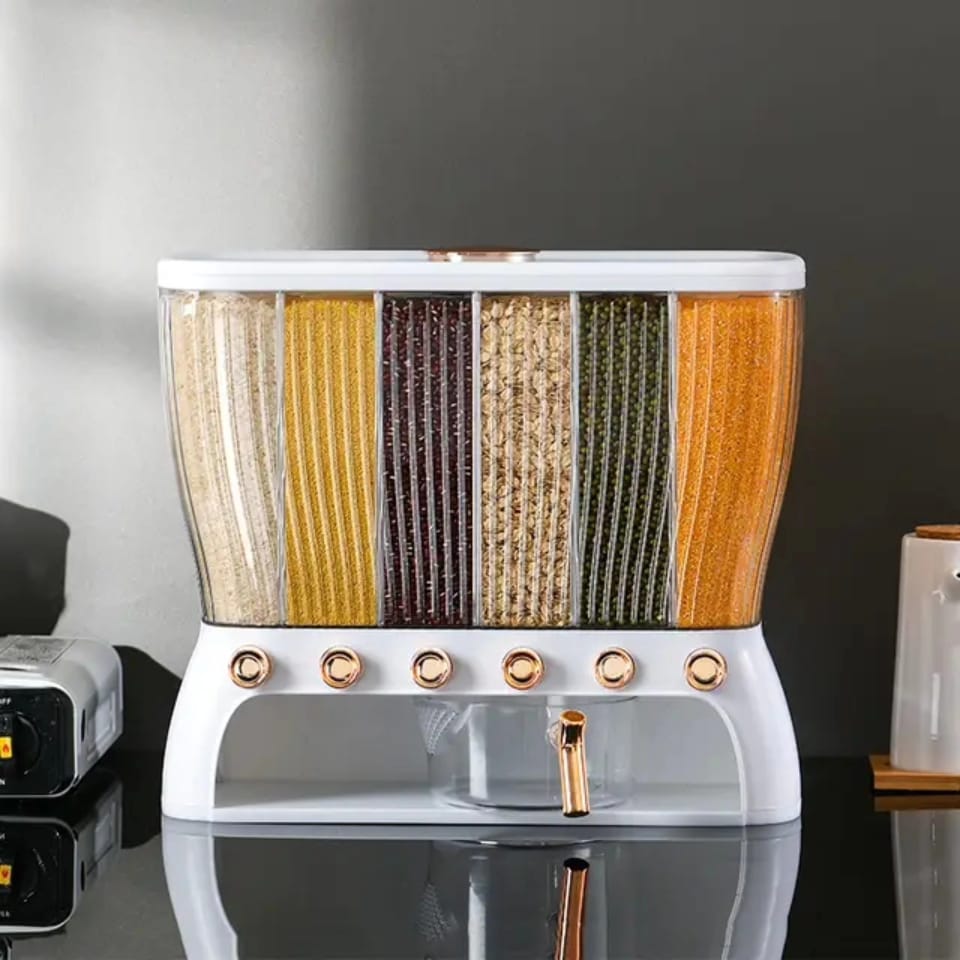 Acrylic Partitioned Rice/Cereal Dispenser  | - Elegant Households KE