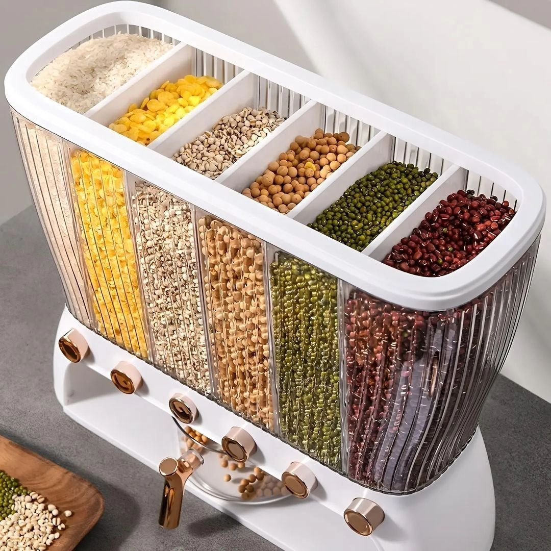 Acrylic Partitioned Rice/Cereal Dispenser | - Elegant Households KE