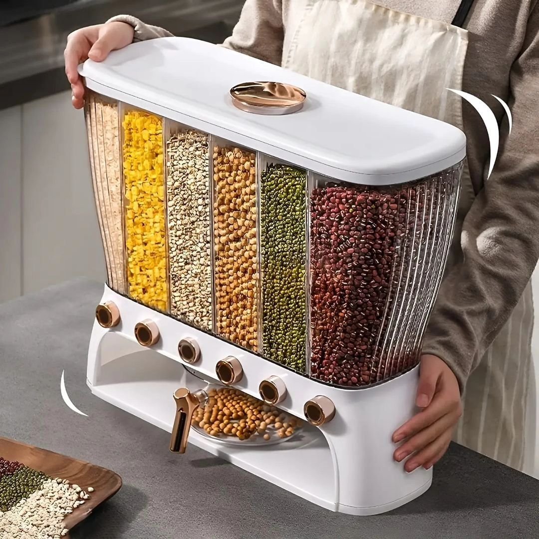Acrylic Partitioned Rice/Cereal Dispenser | - Elegant Households KE