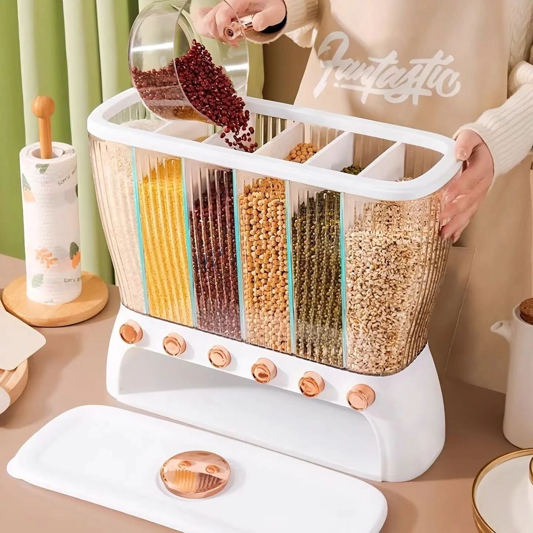 Acrylic Partitioned Rice/Cereal Dispenser | - Elegant Households KE