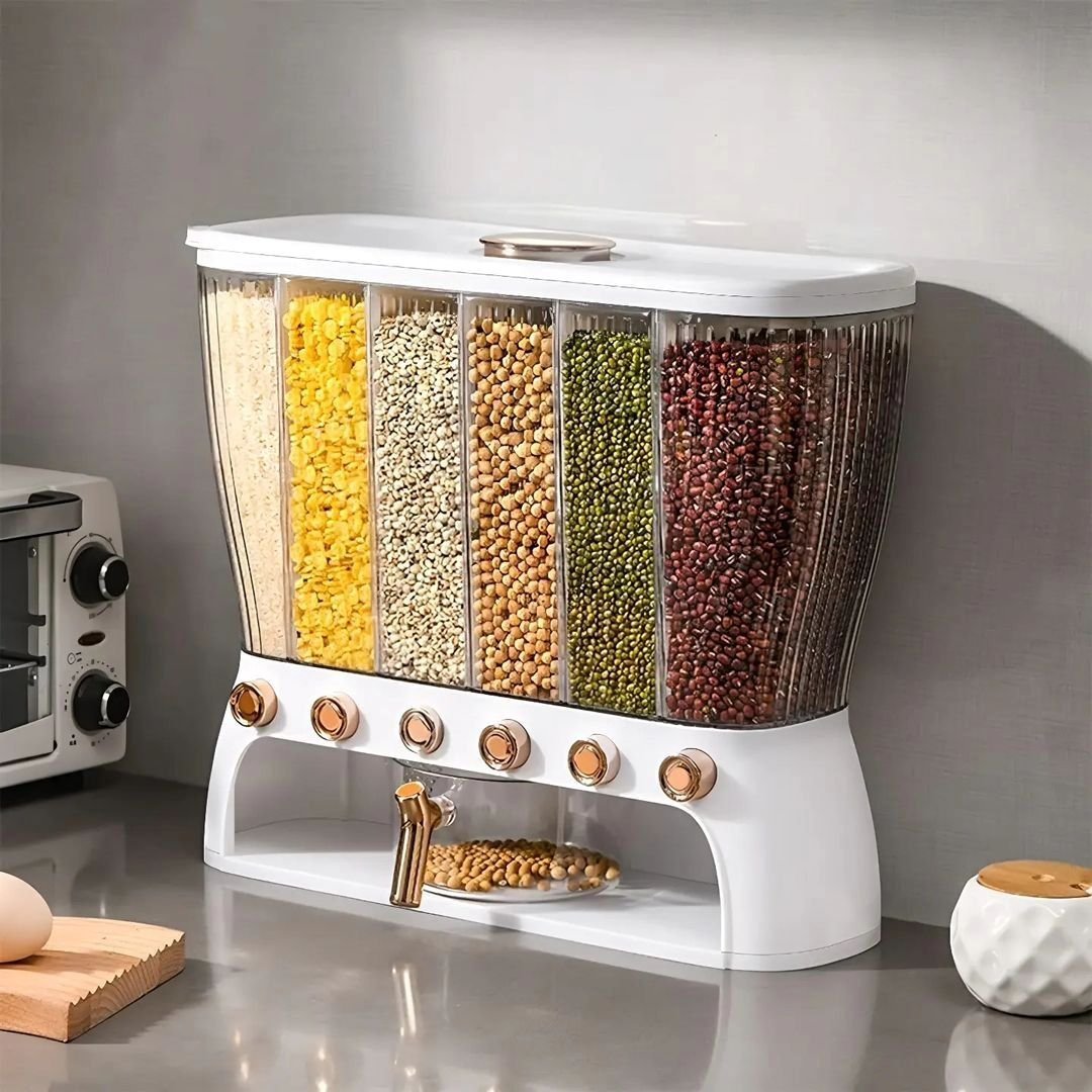 Acrylic Partitioned Rice/Cereal Dispenser | - Elegant Households KE