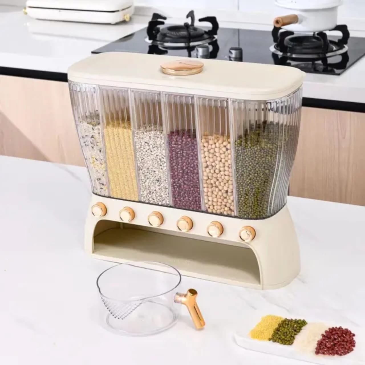 Acrylic Partitioned Rice/Cereal Dispenser | - Elegant Households KE