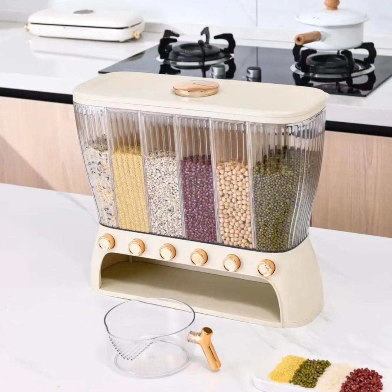 Acrylic Partitioned Rice/Cereal Dispenser | - Elegant Households KE