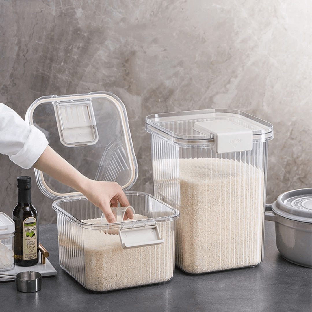 Acrylic Rice Bucket Airtight Cereal Storage Container 5kg 10kg | - Elegant Households KE