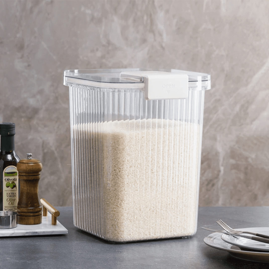 Acrylic Rice Bucket Airtight Cereal Storage Container 5kg 10kg | - Elegant Households KE