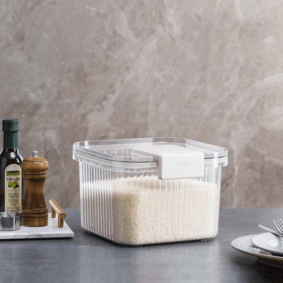 Acrylic Rice Bucket Airtight Cereal Storage Container 5kg 10kg | - Elegant Households KE