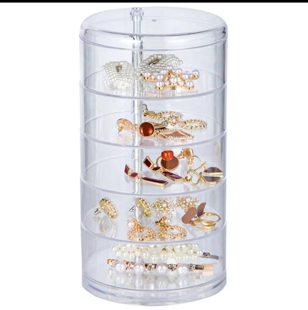 Acrylic Rotating Jewellery Organizer 5 - Layer Storage Box | - Elegant Households KE