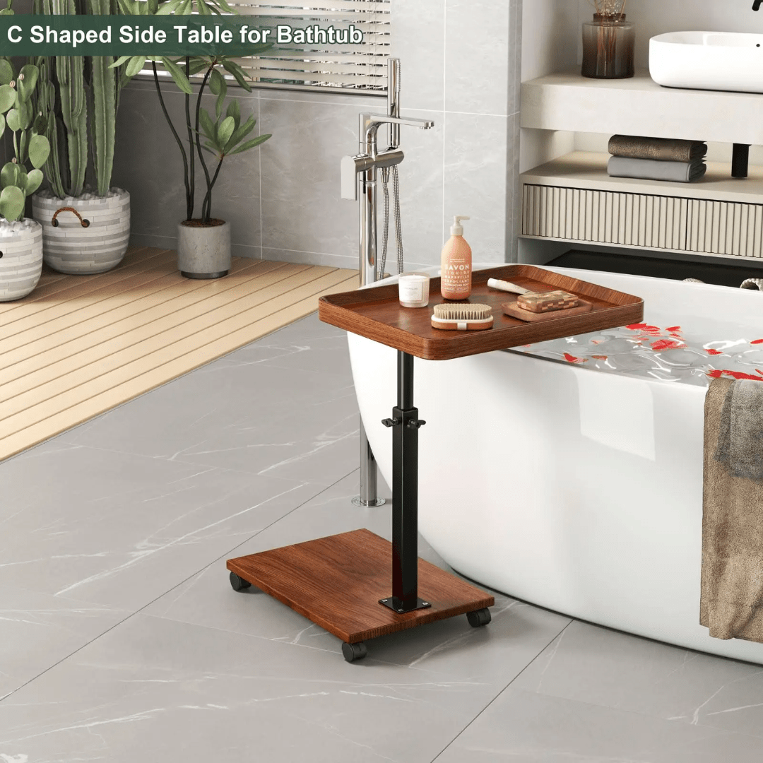 Adjustable Height Couch Side Table with Wheels – Portable Laptop & Snack Table | - Elegant Households KE