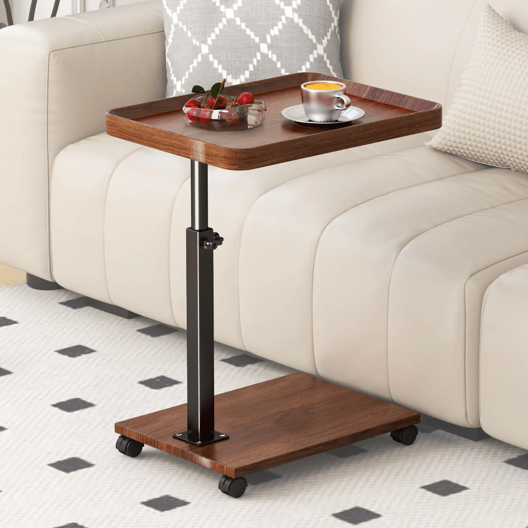 Adjustable Height Couch Side Table with Wheels – Portable Laptop & Snack Table | - Elegant Households KE