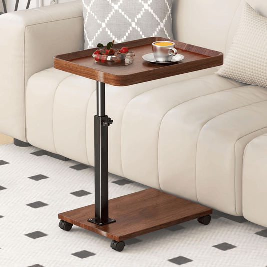 Adjustable Height Couch Side Table with Wheels – Portable Laptop & Snack Table | - Elegant Households KE
