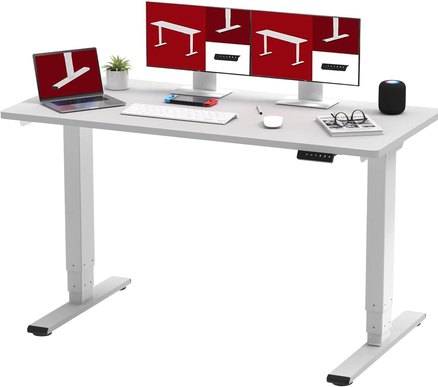 Adjustable Height Electric Standing Laptop Computer Desk Workstation with Automatic Memory and Intelligent LED Display | - Elegant Households KE