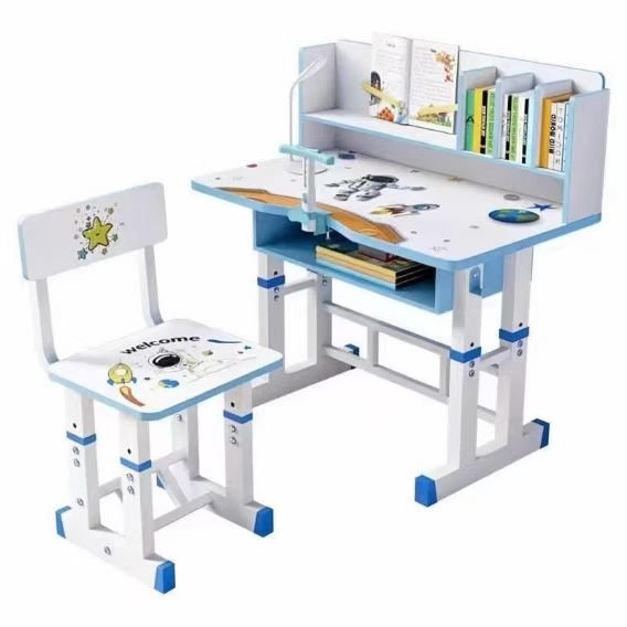 Adjustable Kids Study Table and Chair Set – Height Adjustable Desk for Ages 3–10 (Pink & Blue) | - Elegant Households KE
