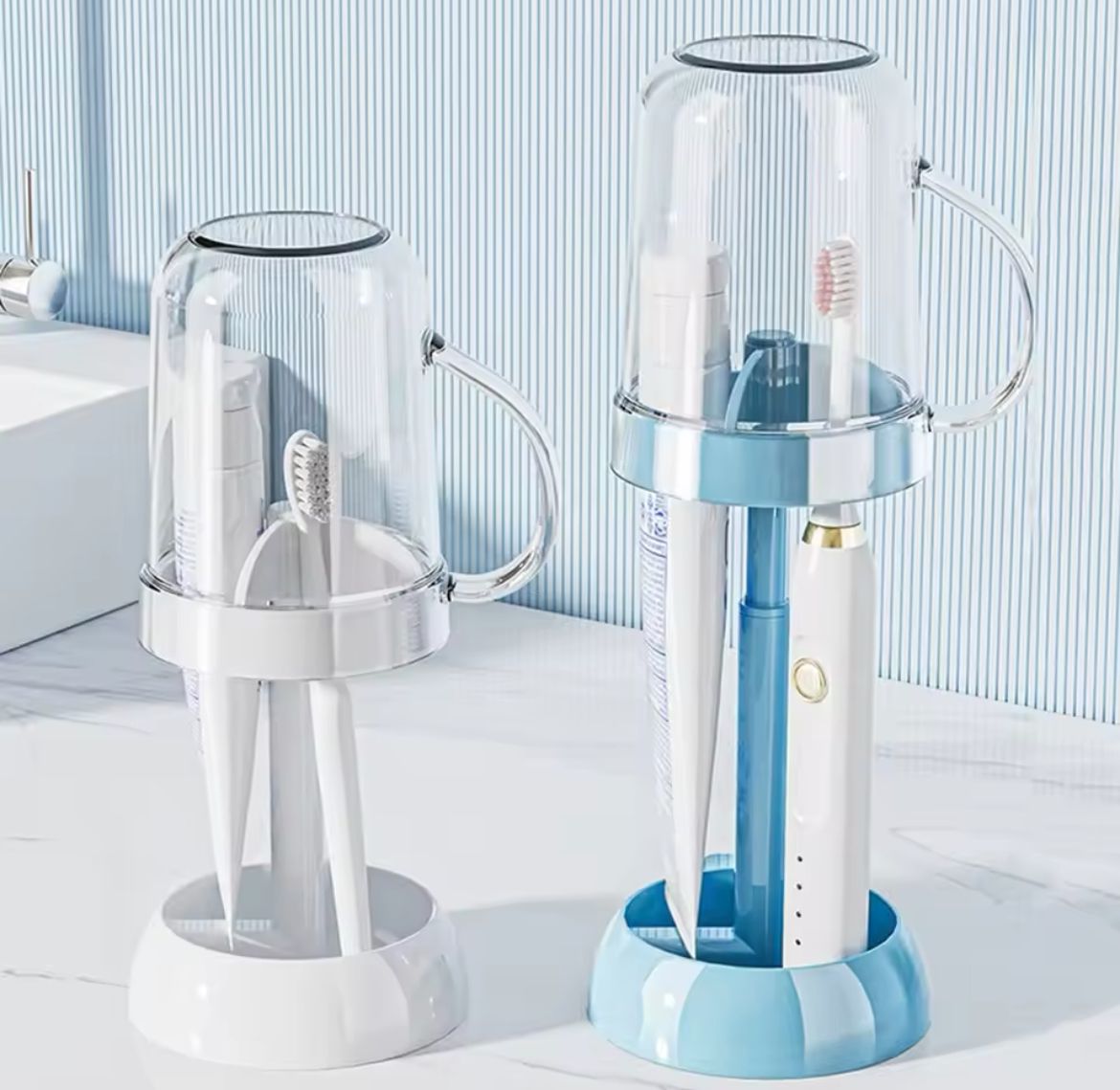 Adjustable Toothbrush Holder with Gargle Cup | - Elegant Households KE