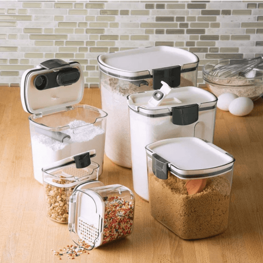 Airtight Food Storage Containers Set (4 Pcs) – Stackable, Spill - Proof Kitchen Containers – 4.6L/2.7L/1.3L/0.35L | - Elegant Households KE