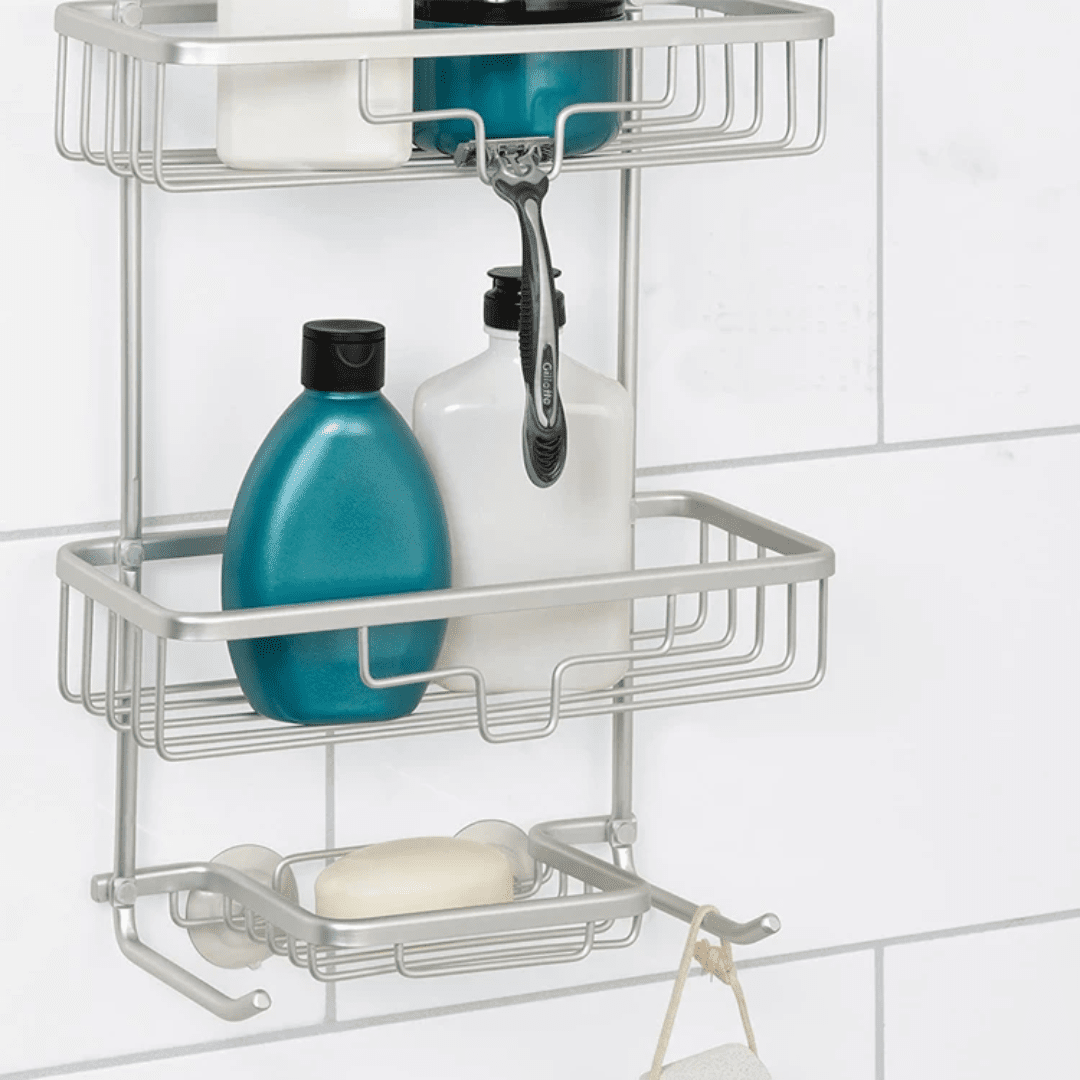 Aluminium Wall Hanging Shower Caddy with Shelves | - Elegant Households KE