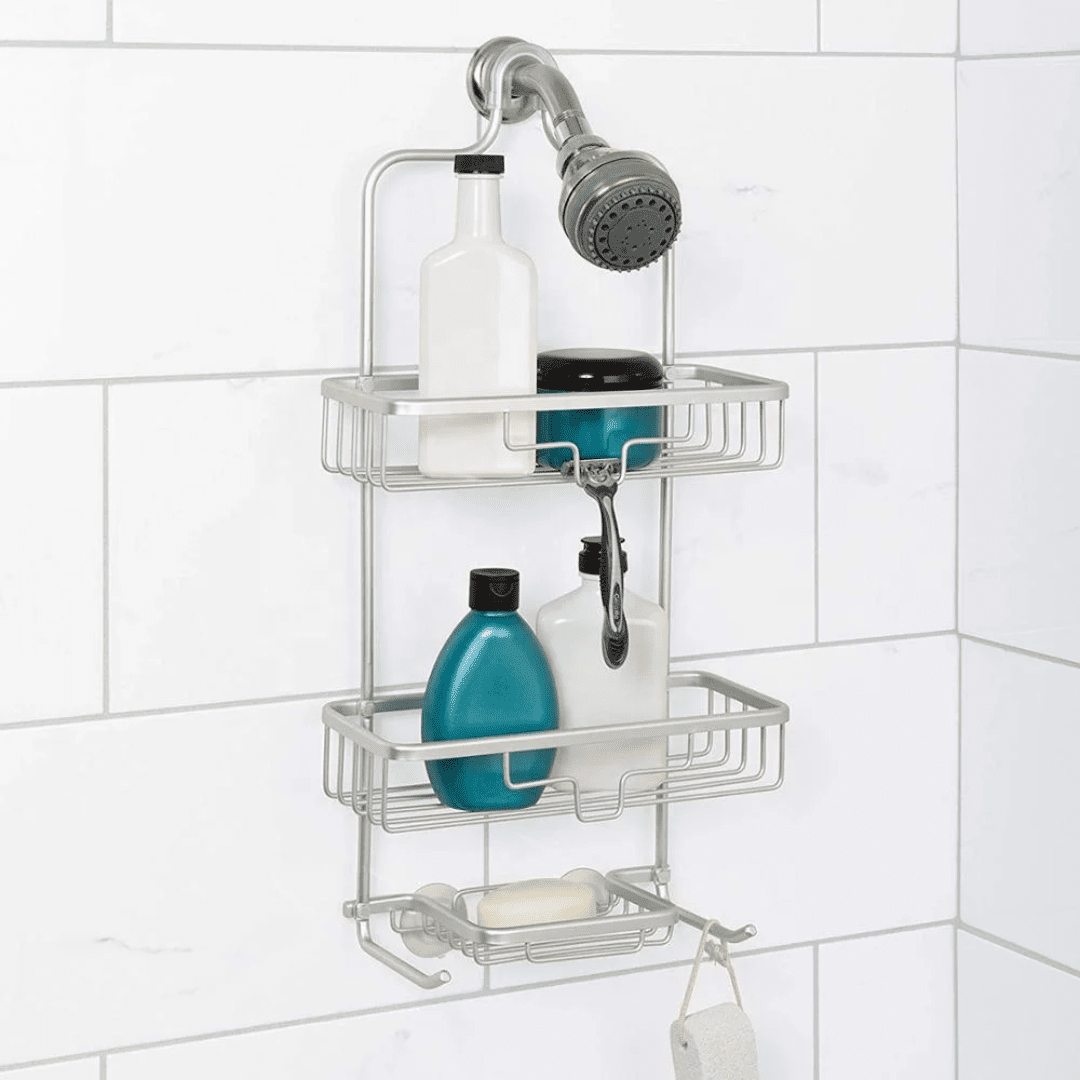 Aluminium Wall Hanging Shower Caddy with Shelves | - Elegant Households KE