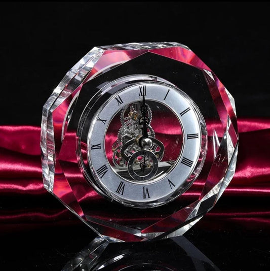 Antique Roman Crystal Glass Desk Clock Decor | - Elegant Households KE