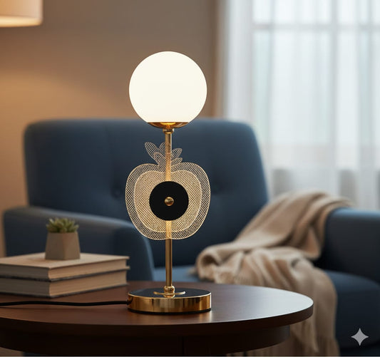 Apple Glow LED Table Lamp with White Glass Globe Design | - Elegant Households KE
