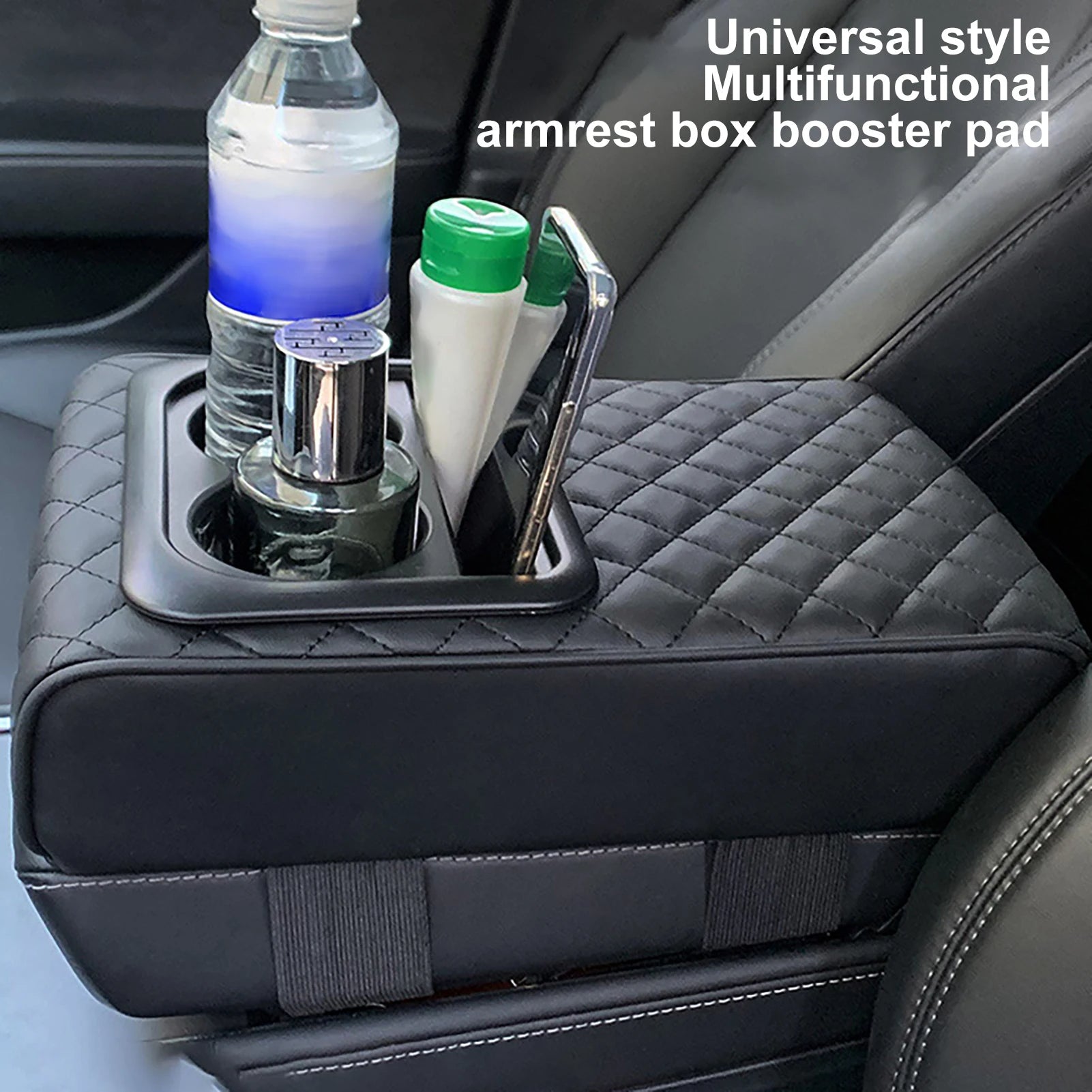 Auto center console armrest cushion with 2 cups holder | - Elegant Households KE