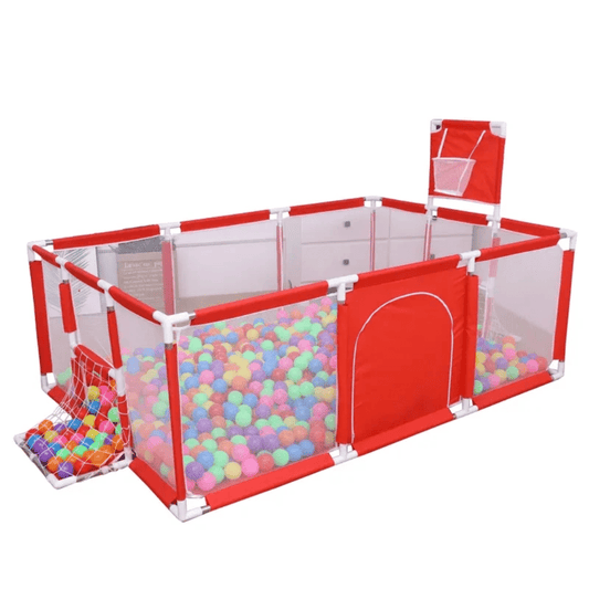 Baby Play Pen with 30 Balls – Safe Indoor & Outdoor Play Yard (Blue, Red, Grey) | - Elegant Households KE