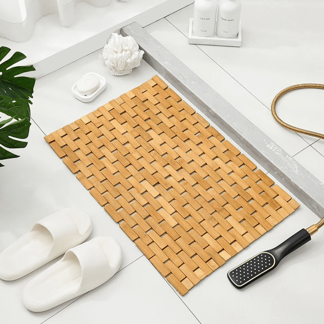 Bamboo Wood Bath Mat 40×60cm – Fast Drying Bathroom Mat | - Elegant Households KE
