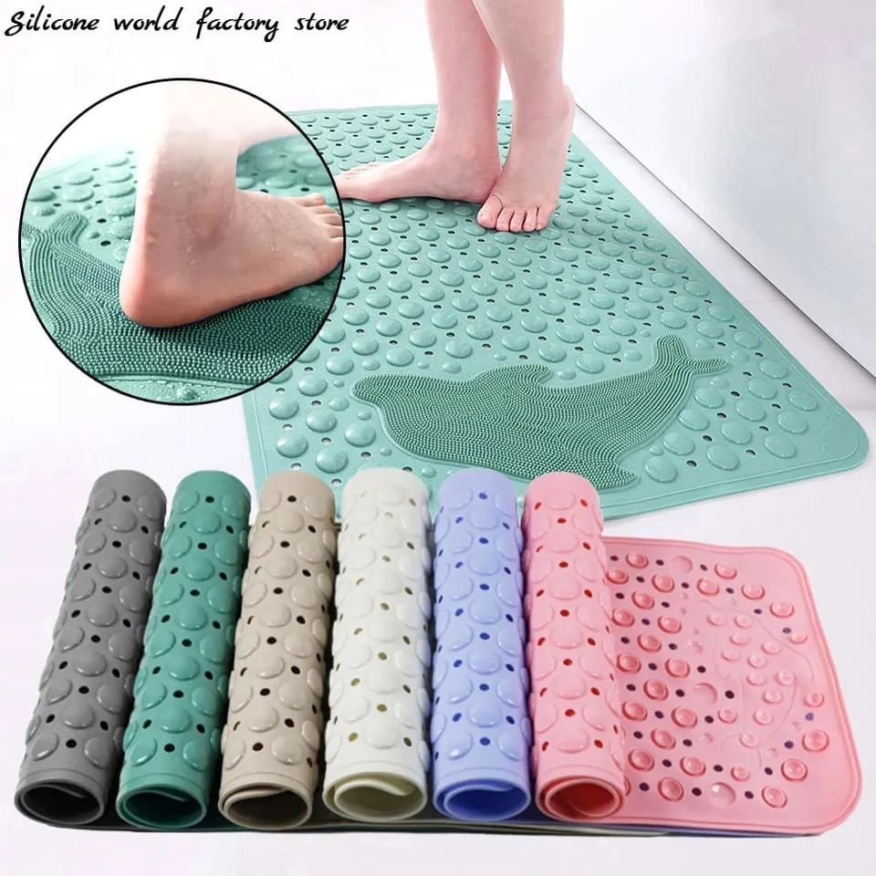 Bathroom Anti Slip Mat with Dolphin Lazy Scrubber | - Elegant Households KE