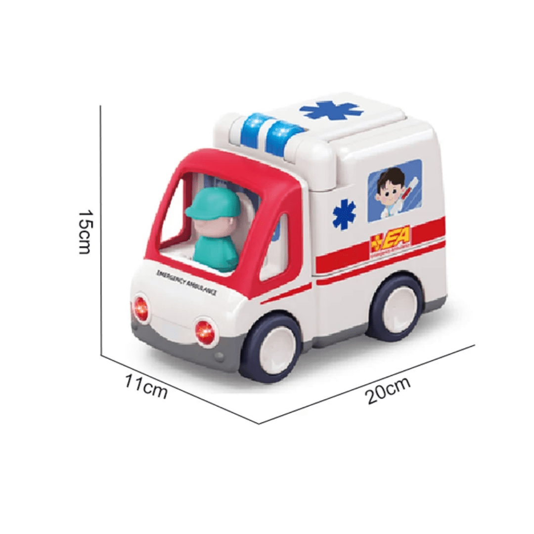 Battery Operated Ambulance Toy for Kids – Emergency Vehicle Playset | - Elegant Households KE