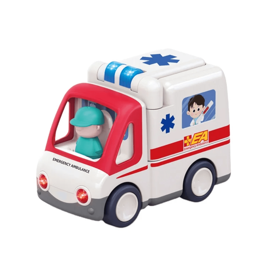 Battery Operated Ambulance Toy for Kids – Emergency Vehicle Playset | - Elegant Households KE