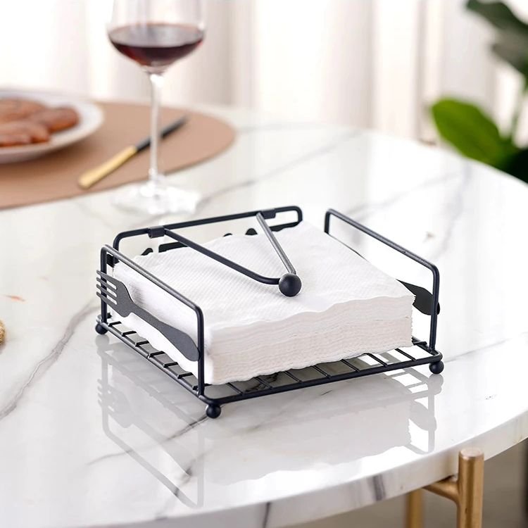 Black Cuisine Metal Napkin Holder | - Elegant Households KE