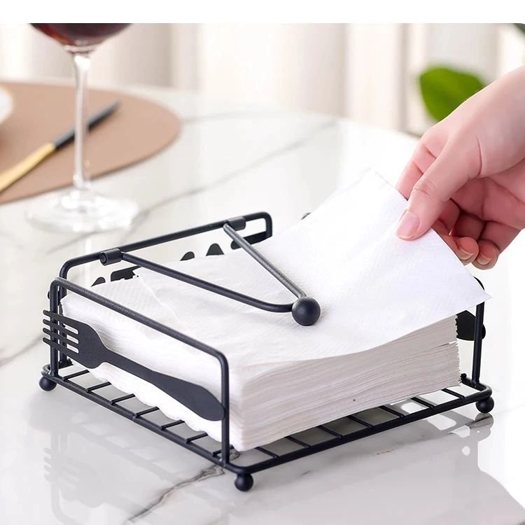 Black Cuisine Metal Napkin Holder | - Elegant Households KE
