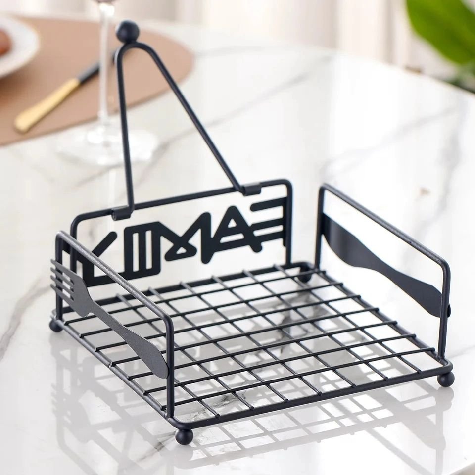 Black Cuisine Metal Napkin Holder | - Elegant Households KE