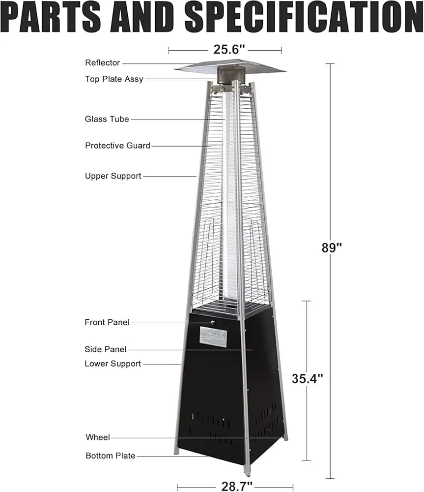 Black ( Iron) Pyramid Patio Heater | - Elegant Households KE