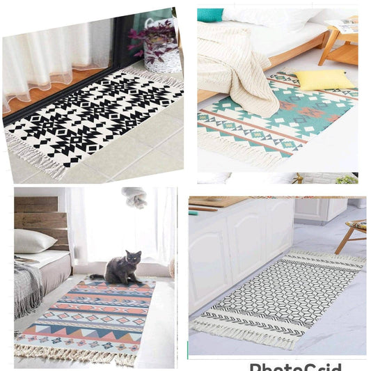 Boho Handmade Rug with Tassels | - Elegant Households KE