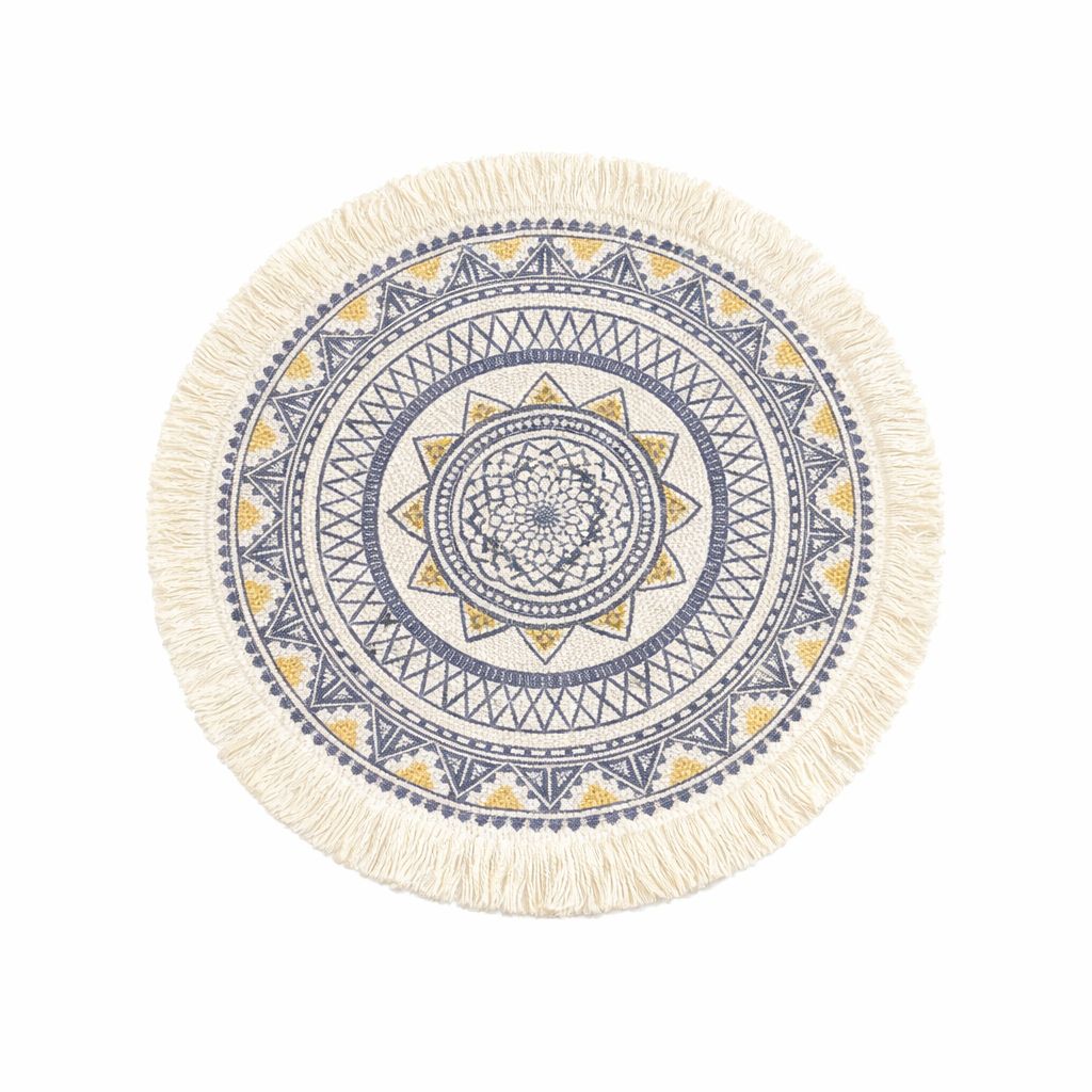 Boho Jute Round Table Placemats Set of 6 | - Elegant Households KE
