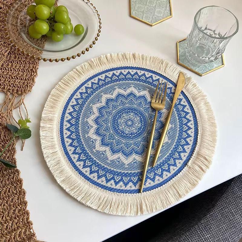 Boho Jute Round Table Placemats Set of 6 | - Elegant Households KE