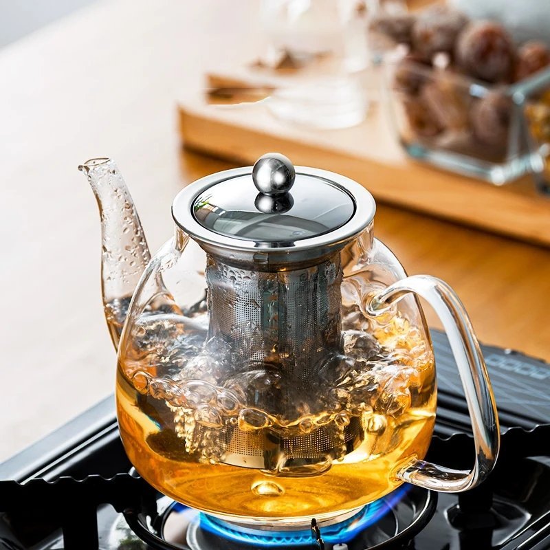 Borosilicate glass tea pot with infuser | - Elegant Households KE