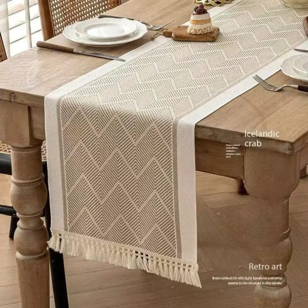 Braided Cotton Linen Table Runner | - Elegant Households KE