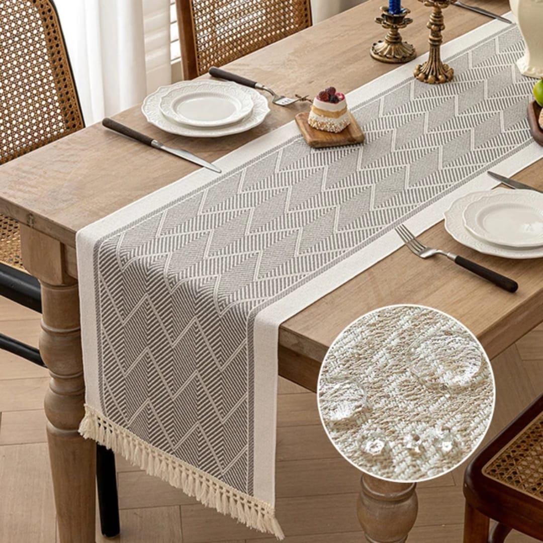 Braided Cotton Linen Table Runner | - Elegant Households KE