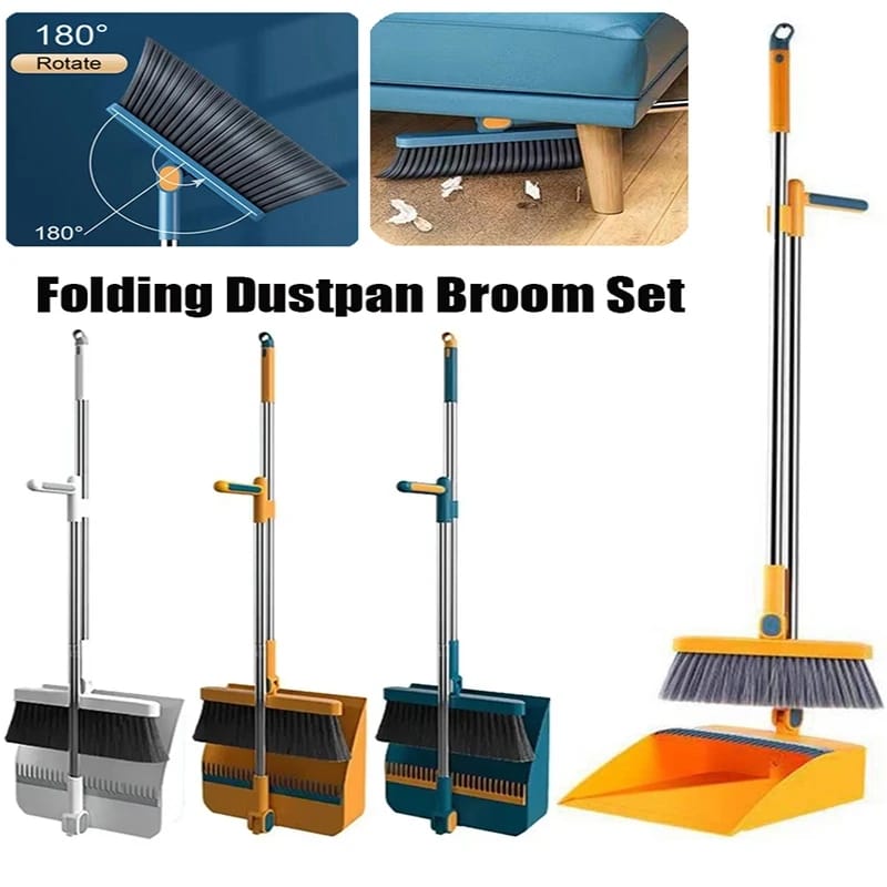 Broom and Scoop Folding Dustpan set | - Elegant Households KE