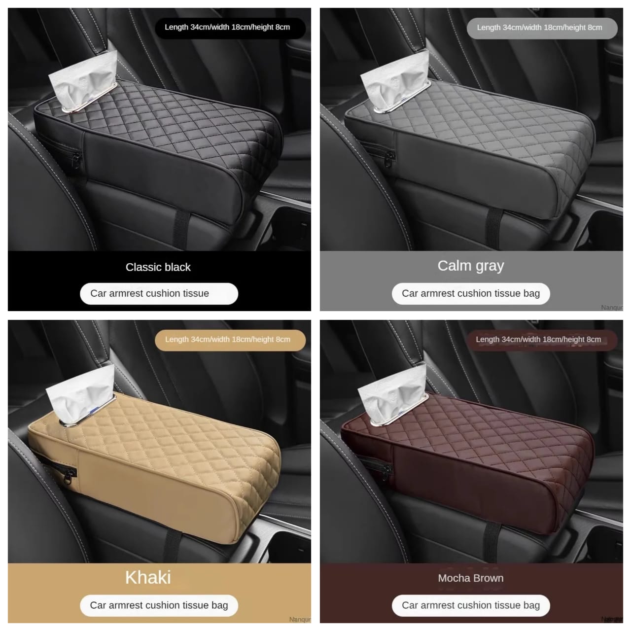 Car armrest with tissue storage | - Elegant Households KE