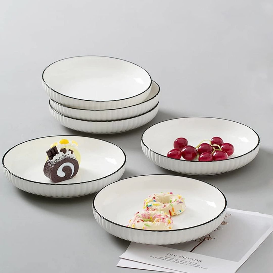 Ceramic Dinner Plates with Black Rim | - Elegant Households KE