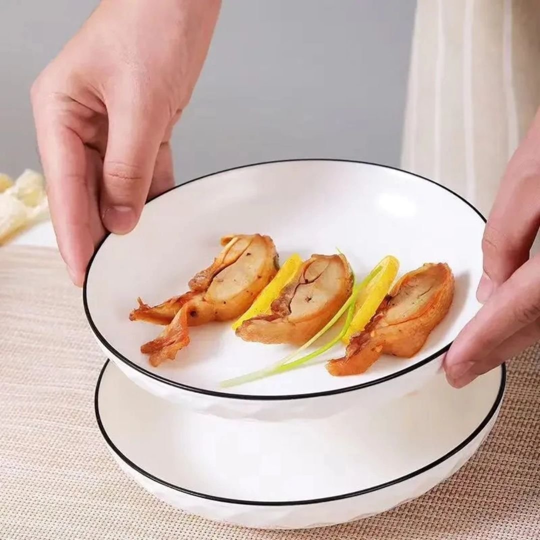 Ceramic Dinner Plates with Black Rim | - Elegant Households KE